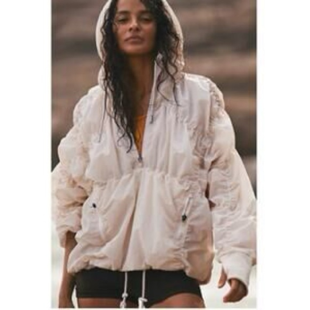 FP Movement by Free People Cream Hooded Puffer Jacket
